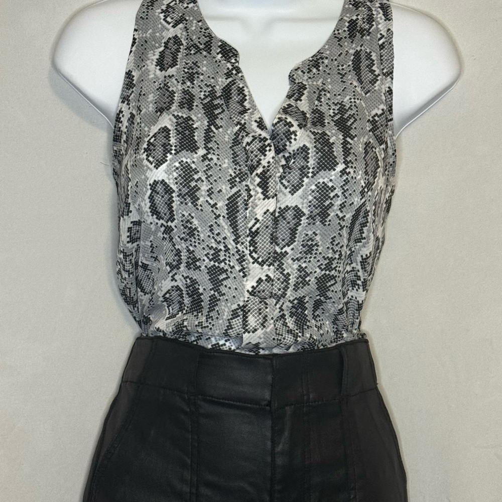 Charming Charlie Black and Gray Snake Print Blouse